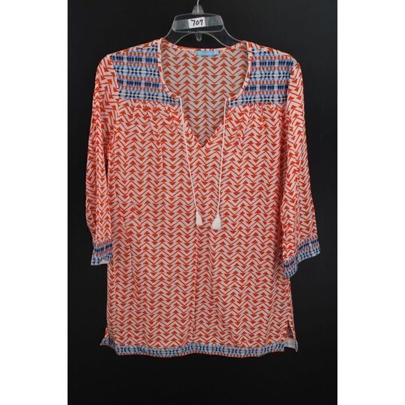 J. McLAUGHLIN LIGHTWEIGHT TUNIC WITH TASSELS PRINTED SIZE SMALL - Picture 1 of 6